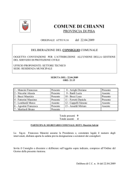 n. 16: convenzione per l`attribuzione all`unione