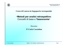 &ldquo;Metodi per analisi retrospettive: Concetti di base e Tassonomie&rdquo;
