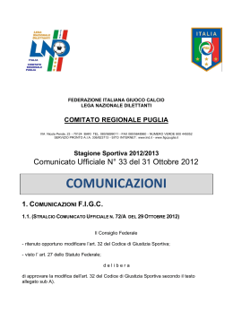 COMUNICAZIONI - FIGC - Comitato Regionale Puglia