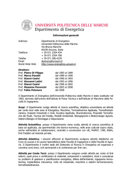 Informazioni generali Indirizzo Dipartimento di Energetica Universit&agrave;