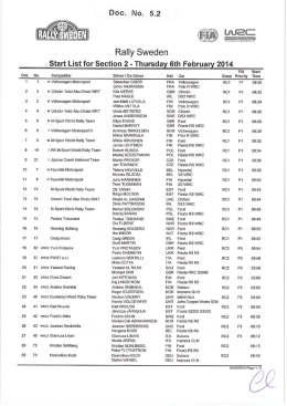 Start List for Section 2 &ndash; Thursday 6th February 2014