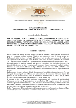 INDAGINE DI MERCATO FONDAZIONE LIRICO SINFONICA