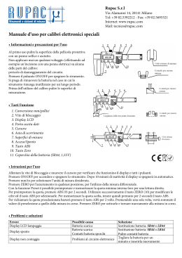 Manuale d`uso per calibri elettronici speciali