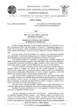 Comunicato- Intesa Medici di Medicina Generale