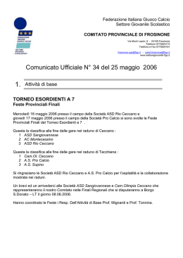 Comunicato Ufficiale N° 34 del 25 maggio 2006