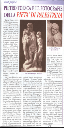 Pietro Toesca e le fotografie della Piet&agrave; di Palestrina.