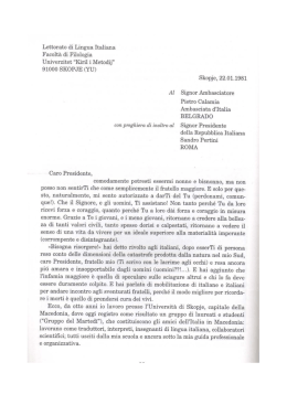Lettera al Presidente Pertini