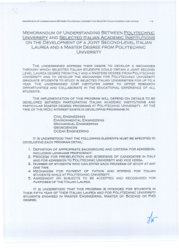 memorandum of understanding between polytechnic university and