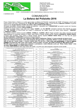 VENEZIA - Comunicato stampa lotteria befana 6 gennaio 2016