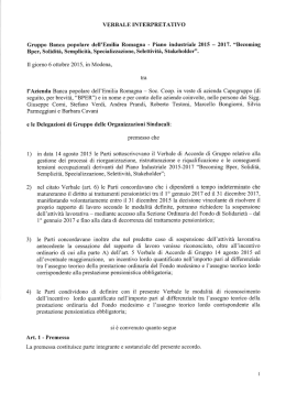 VERBALE INTERPRETATIVO Gruppo Banca popolare dell