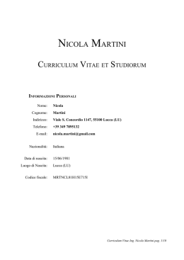 Curriculum di nicola martini aggiornato al 09/10/2014