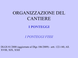 verifica e stoccaggio degli elementi del ponteggio