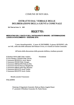 OGGETTO: