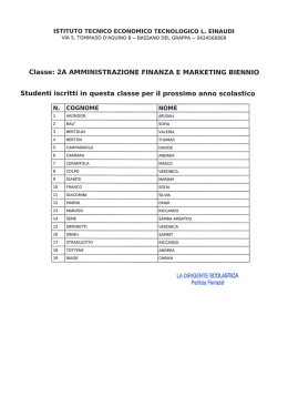 Studenti iscritti in questa classe per il prossimo anno scolastico