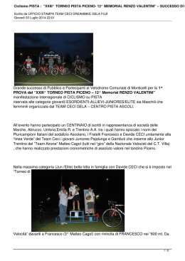 XXIII&deg; TORNEO PISTA PICENO- 12&deg; MEMORIAL