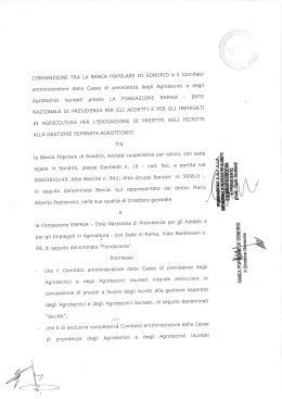 CONVENZIONE TRA LA BANCA POPOLARE DI SONDRIO e il