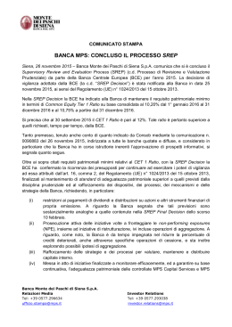Comunicato stampa - Banca Monte dei Paschi di Siena S.p.A.