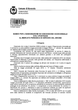 BANDO PER L`ASSEGNAZIONE DEI POSTEGGI PER L`ATTIVITA