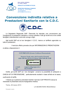 Convenzione indiretta relativa a Prestazioni Sanitarie con la C.D.C.