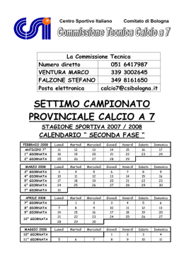 Calendario 2007/2008 Campionato Provinciale