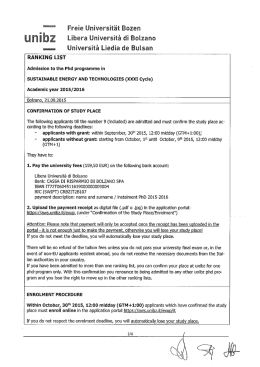 Ranking list - Libera Università di Bolzano