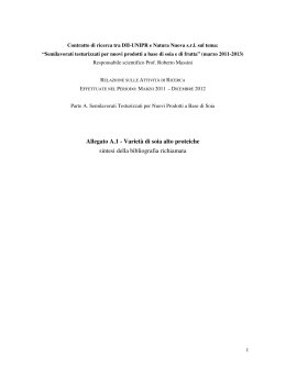 Allegato A.1 - Varietà di soia alto proteiche sintesi