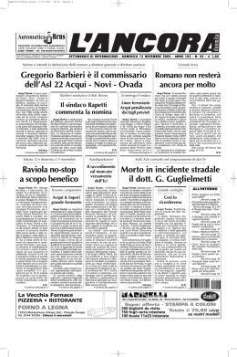 Gregorio Barbieri è il commissario dell`Asl 22 Acqui - Novi
