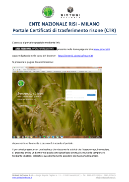 MILANO Portale Certificati di trasferimento risone (CTR)