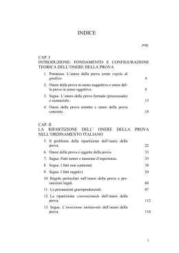 ONERE DELLA PROVA