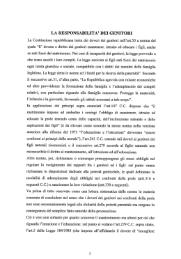 LA RESPONSABILITA` DEI GENITORI