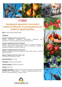 2° CORSO Accorgimenti agronomici, interventi di potatura e difesa