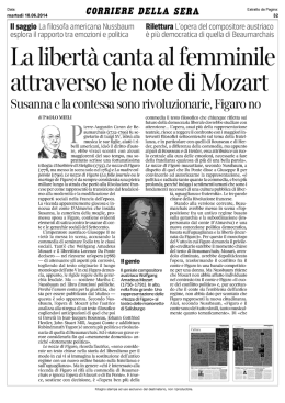 La libert   canta al femminile attraverso le note di Mozart