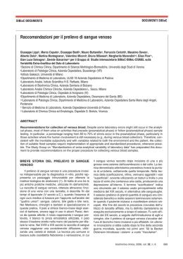 &ldquo;Raccomandazioni per il prelievo di sangue venoso&rdquo; 2008, vol.32, N.6