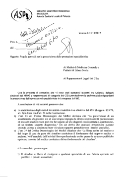 Lettera del Direttore Sanitario, Dr. Giuseppe N. Cugno