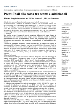 Il Sole 24 Ore – Premi Inail alla cassa fra sconti e addizionali.