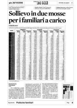 Sollievo in due mosse per i familiari a carico