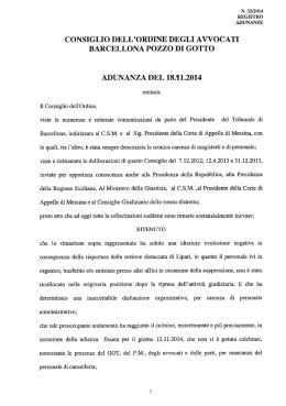 Deliberazione del 18/11/2014 - carenza organico Tribunale di