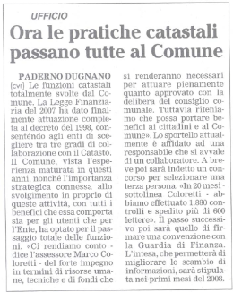 Ora le pratiche catastali - Sito Istituzionale del Comune di Paderno