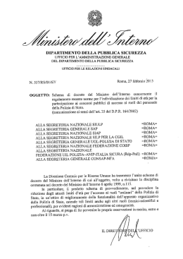 DIPARTIMENTO DELLA PUBBLICA SICUREZZA UFFICIO PER L