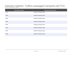 Indicatori statistici: Traffico passeggeri Aeroporto del FVG