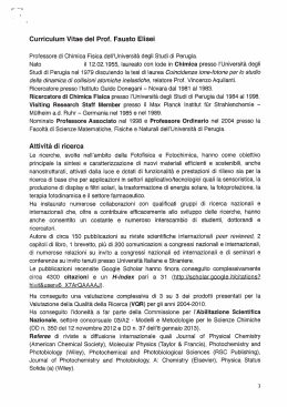 Curriculum Vitae del Prof. Fausto Elisei Professore di Chimica Fisica
