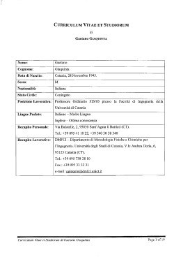 curriculum vitae et studiorum - Università degli Studi di Catania