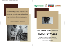 Una targa in ricordo di Roberto Weisz. Progetto scolastico della
