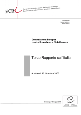 Terzo rapporto dell`ECRI sull`Italia