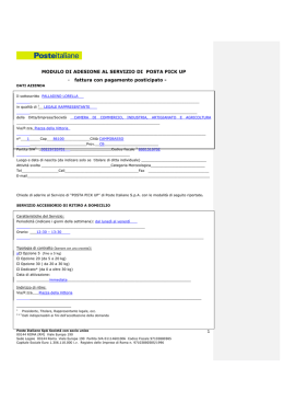 MODULO DI ADESIONE AL SERVIZIO DI POSTA PICK UP