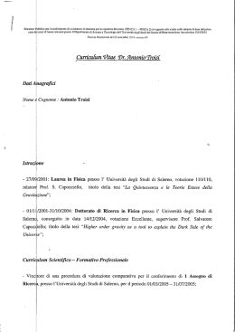Cum`cufum `l/itae Dr. Antonio Troisi