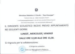 IL DIRIGENTE SCOLASTICO RICEVE PREVIO APPUNTAMENTO