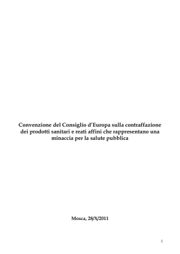 Convenzione del Consiglio d`Europa sulla contraffazione dei