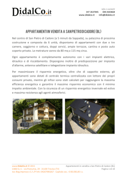 Brochure commerciale, appartamenti a San Pietro di Cadore (BL)