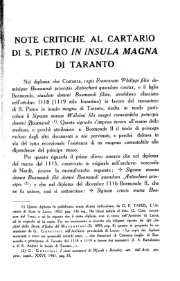 " NOTE CRITICHE AL CARTAREO DI s. PIETRO IN INSULA MAGNA